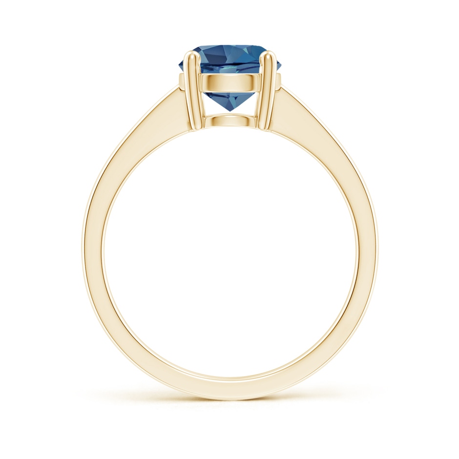 7mm A Reverse Tapered Shank London Blue Topaz Solitaire Ring in Yellow Gold side 199