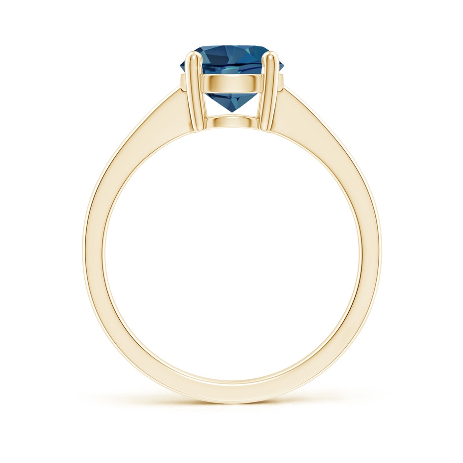 7mm AA Reverse Tapered Shank London Blue Topaz Solitaire Ring in 18K Yellow Gold side 199