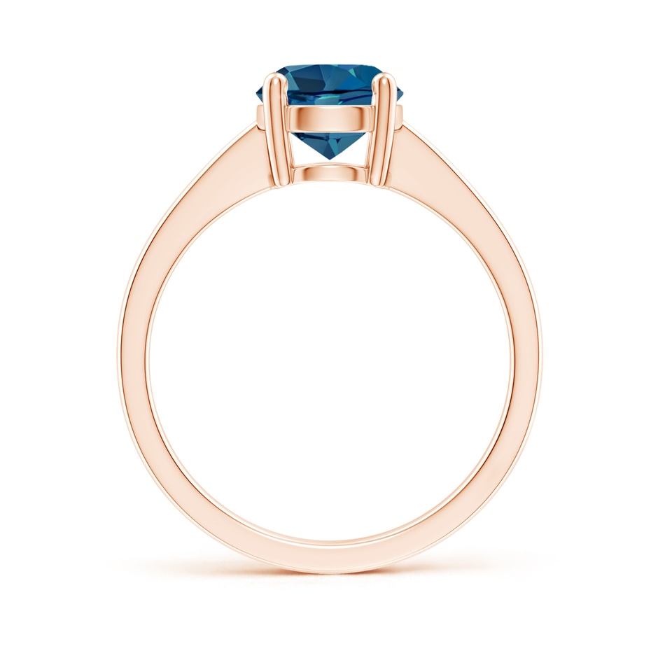 7mm AAA Reverse Tapered Shank London Blue Topaz Solitaire Ring in 18K Rose Gold side 199