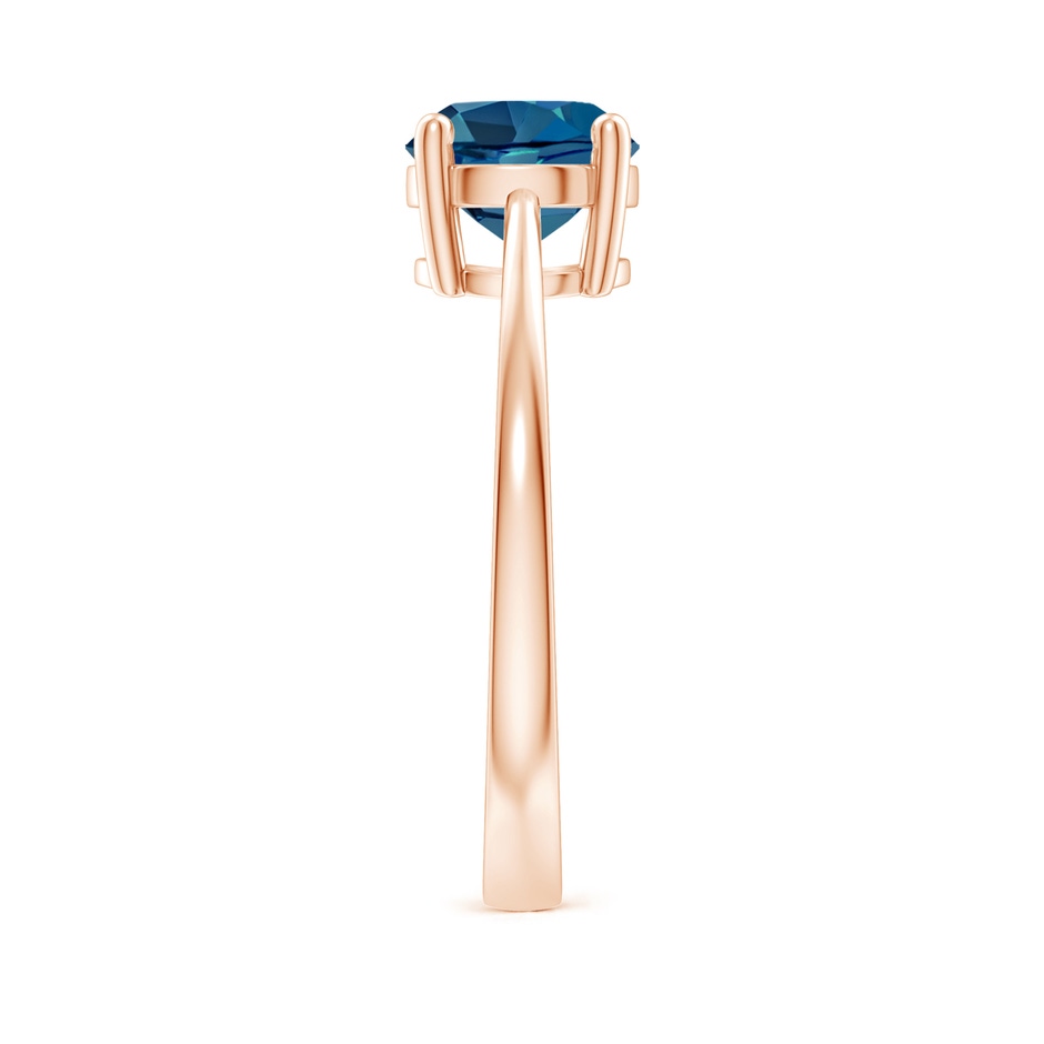 7mm AAA Reverse Tapered Shank London Blue Topaz Solitaire Ring in 18K Rose Gold side 299