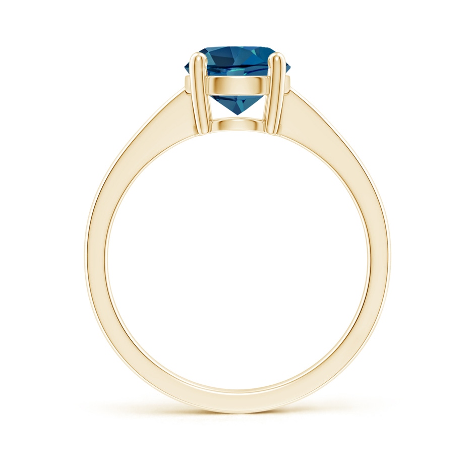 7mm AAA Reverse Tapered Shank London Blue Topaz Solitaire Ring in Yellow Gold side 199