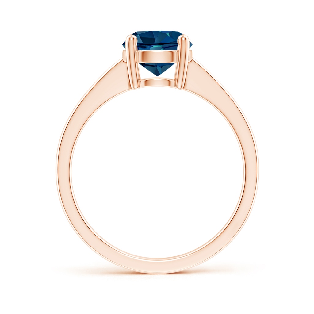 7mm AAAA Reverse Tapered Shank London Blue Topaz Solitaire Ring in 10K Rose Gold - side 199