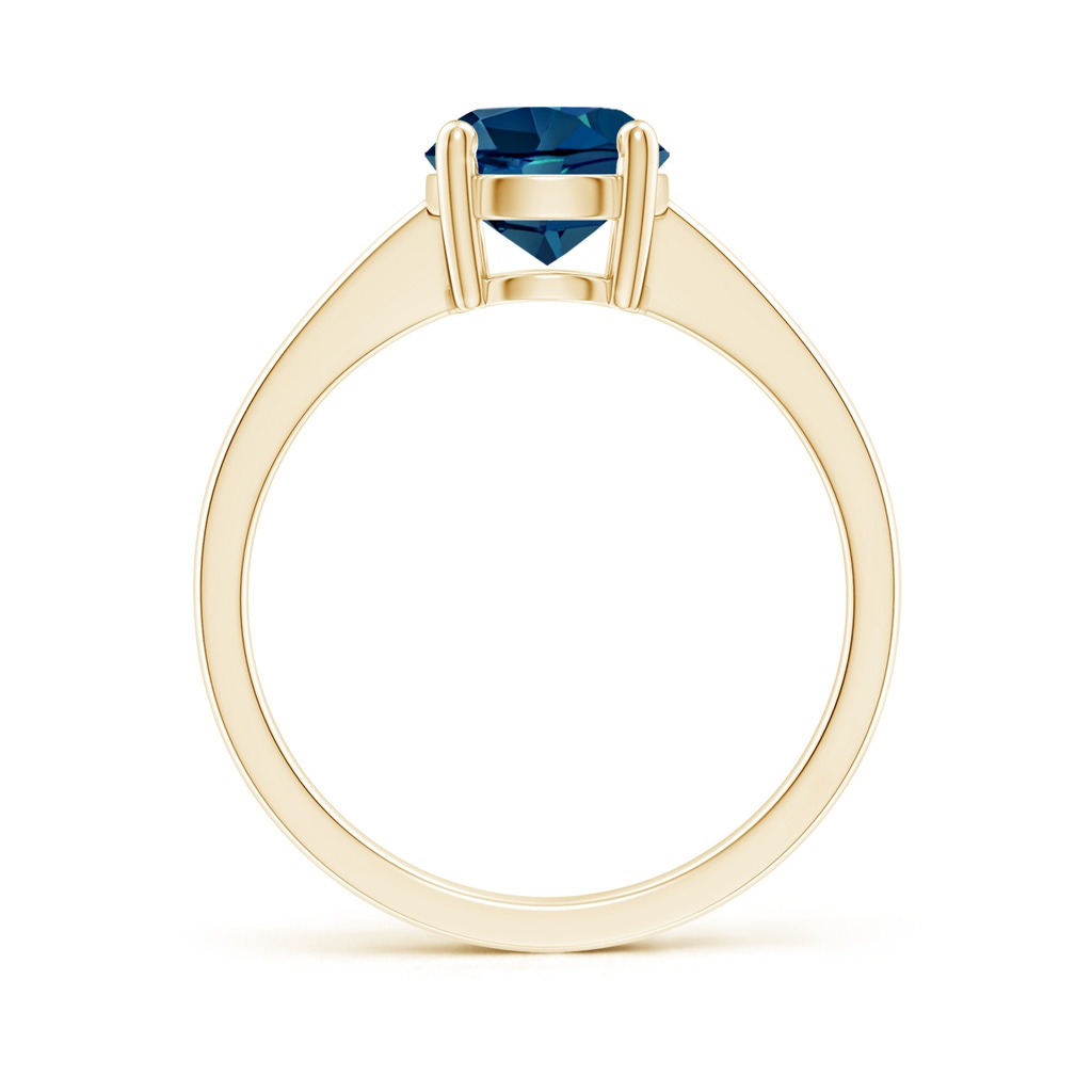 7mm AAAA Reverse Tapered Shank London Blue Topaz Solitaire Ring in 10K Yellow Gold Side 199
