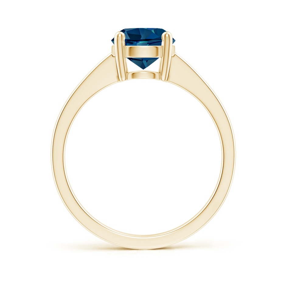 7mm AAAA Reverse Tapered Shank London Blue Topaz Solitaire Ring in 10K Yellow Gold side 199