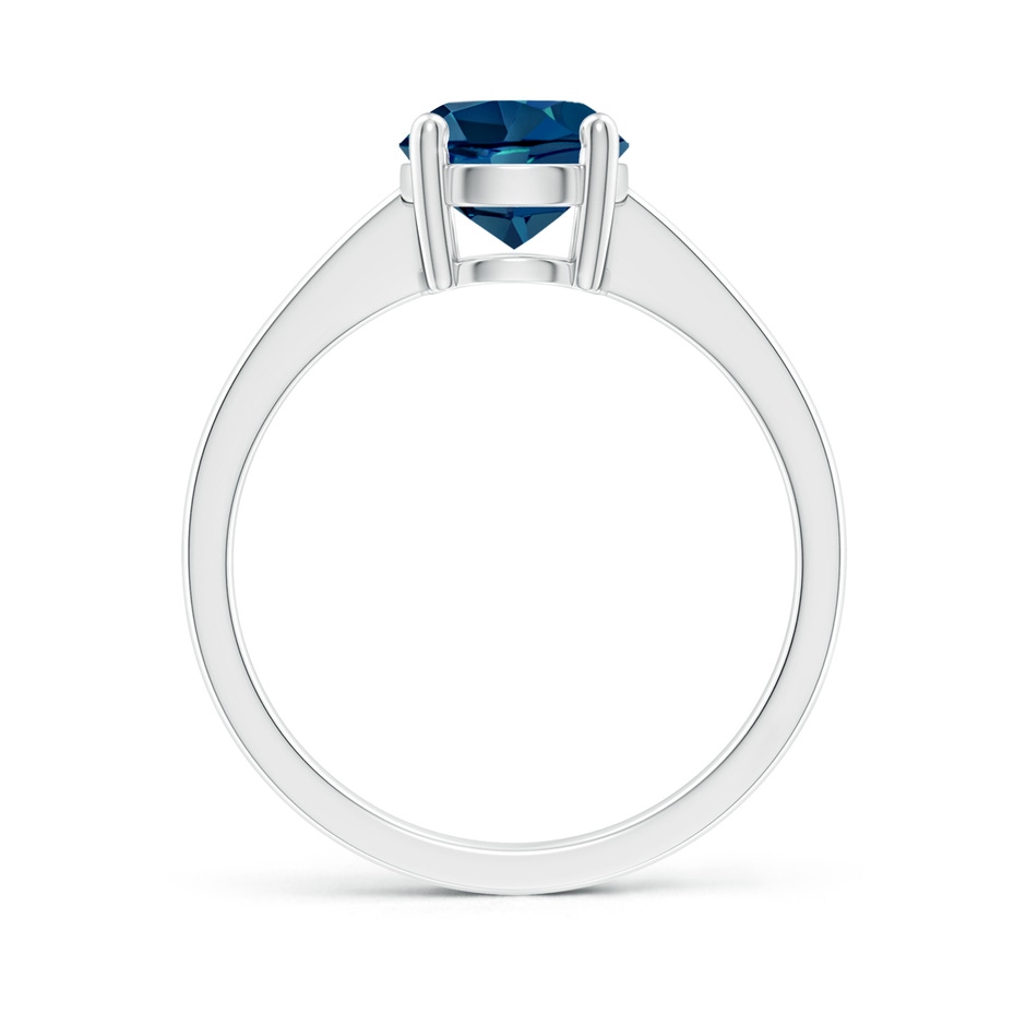 7mm AAAA Reverse Tapered Shank London Blue Topaz Solitaire Ring in 18K White Gold side 199