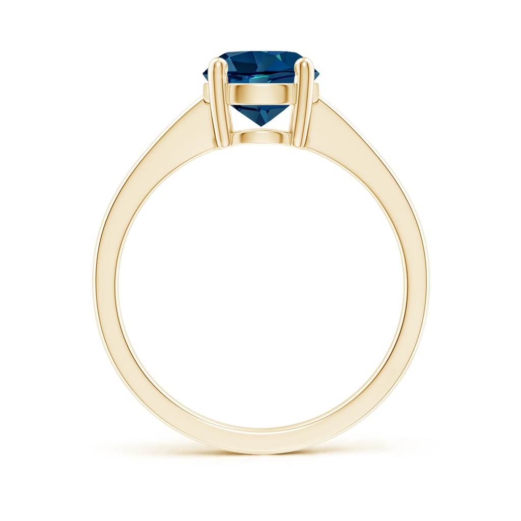 7mm AAAA Reverse Tapered Shank London Blue Topaz Solitaire Ring in 9K Yellow Gold - side 199