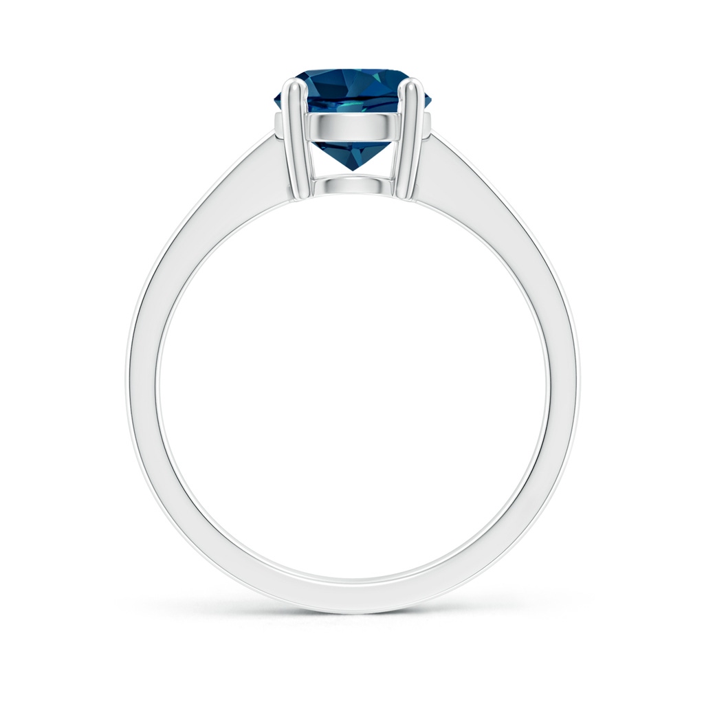 7mm AAAA Reverse Tapered Shank London Blue Topaz Solitaire Ring in S999 Silver - side 199