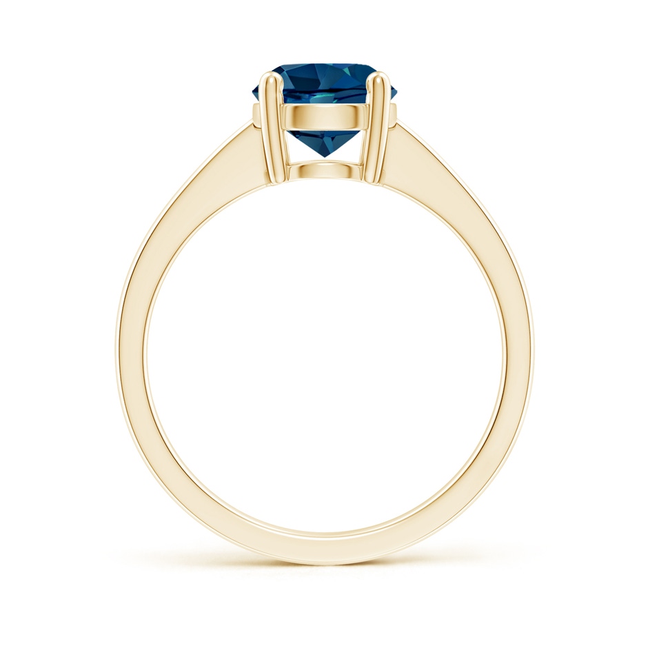 7mm AAAA Reverse Tapered Shank London Blue Topaz Solitaire Ring in Yellow Gold side 199