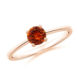 5mm AAAA Reverse Tapered Shank Spessartite Solitaire Ring in Rose Gold