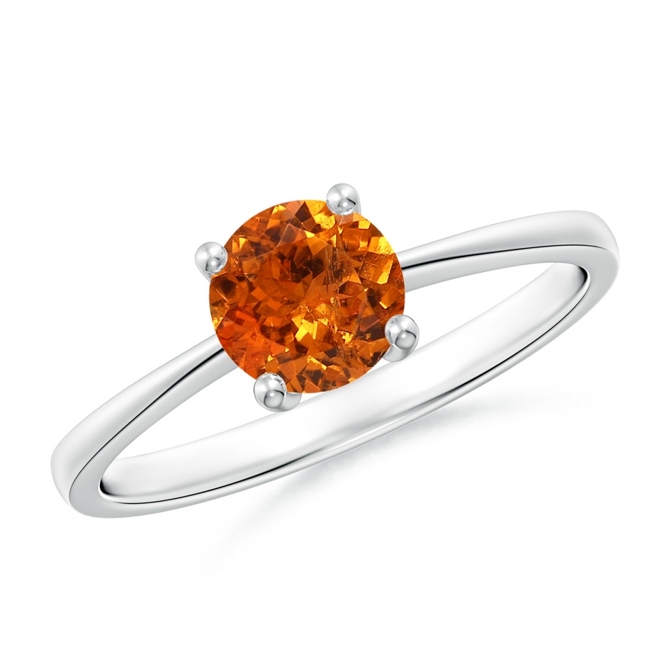 6mm AAA Reverse Tapered Shank Spessartite Solitaire Ring in White Gold 