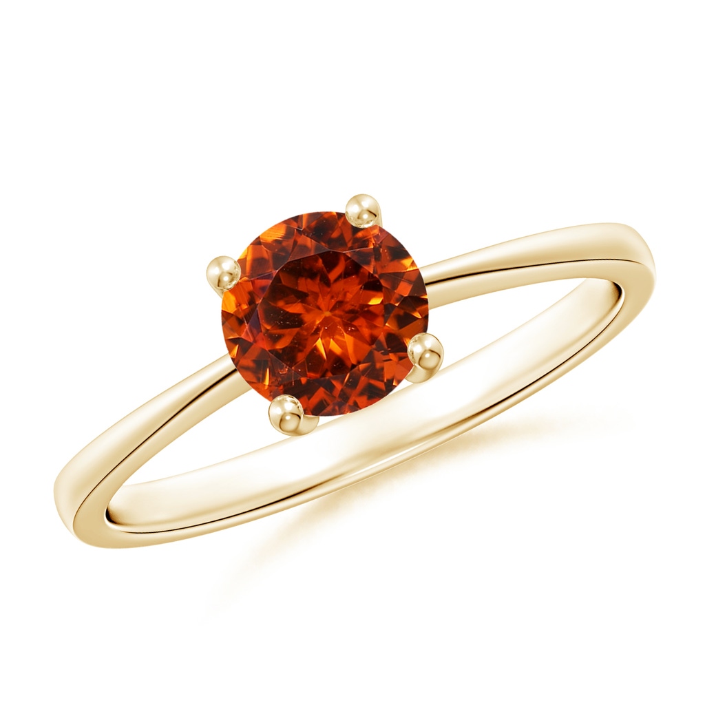 6mm AAAA Reverse Tapered Shank Spessartite Solitaire Ring in Yellow Gold