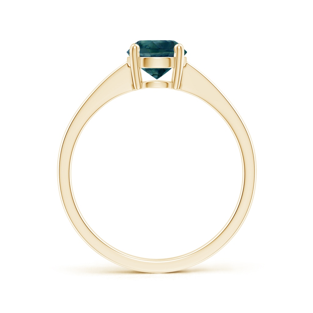 6mm AAA Reverse Tapered Shank Teal Montana Sapphire Solitaire Ring in Yellow Gold Side-1