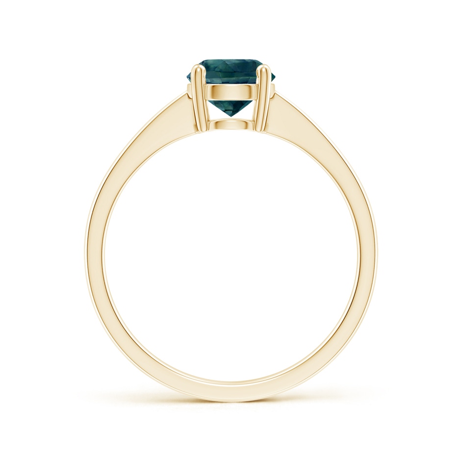 6mm AAA Reverse Tapered Shank Teal Montana Sapphire Solitaire Ring in Yellow Gold side-1