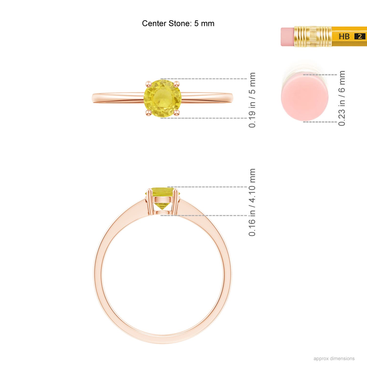 A - Yellow Sapphire / 0.53 CT / 14 KT Rose Gold