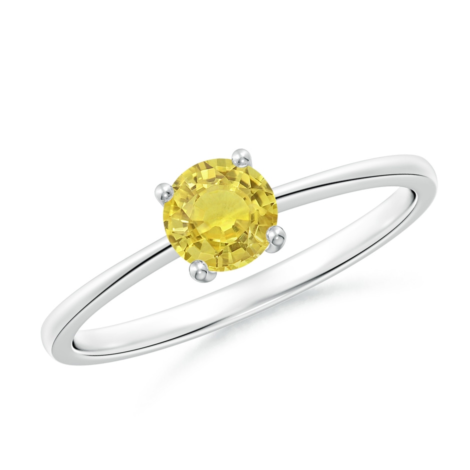 5mm AA Reverse Tapered Shank Yellow Sapphire Solitaire Ring in White Gold 