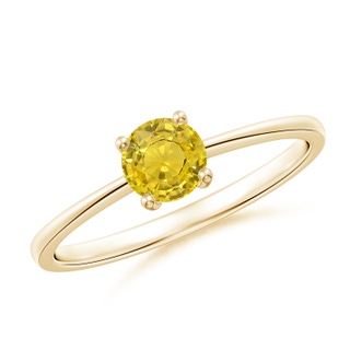 5mm AAA Reverse Tapered Shank Yellow Sapphire Solitaire Ring in 9K Yellow Gold