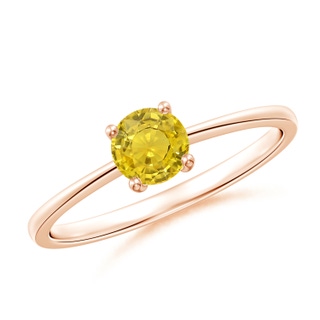 5mm AAA Reverse Tapered Shank Yellow Sapphire Solitaire Ring in Rose Gold