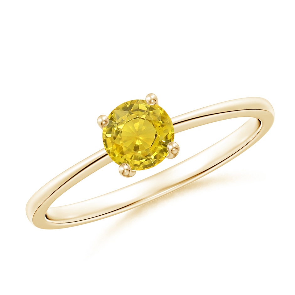 5mm AAA Reverse Tapered Shank Yellow Sapphire Solitaire Ring in Yellow Gold 