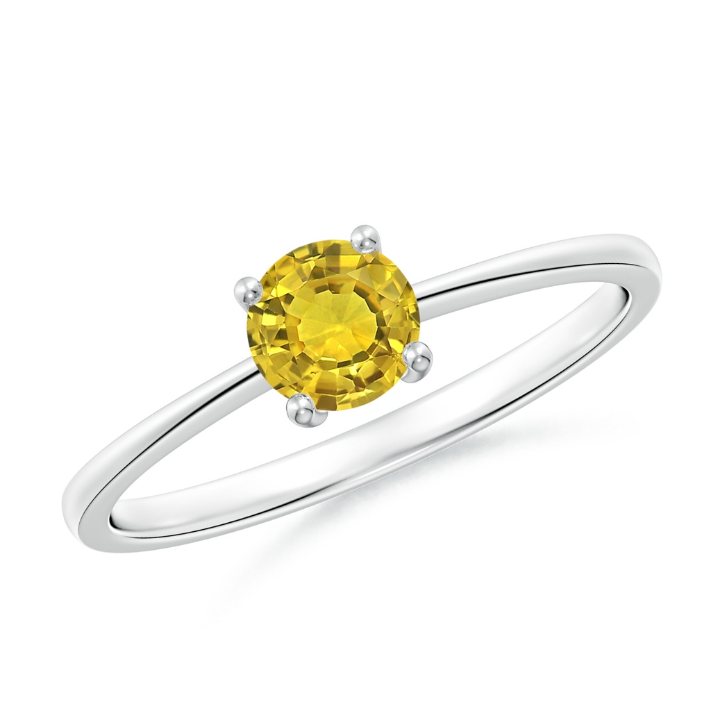 5mm AAAA Reverse Tapered Shank Yellow Sapphire Solitaire Ring in P950 Platinum