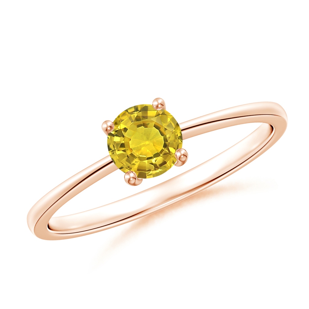 5mm AAAA Reverse Tapered Shank Yellow Sapphire Solitaire Ring in Rose Gold