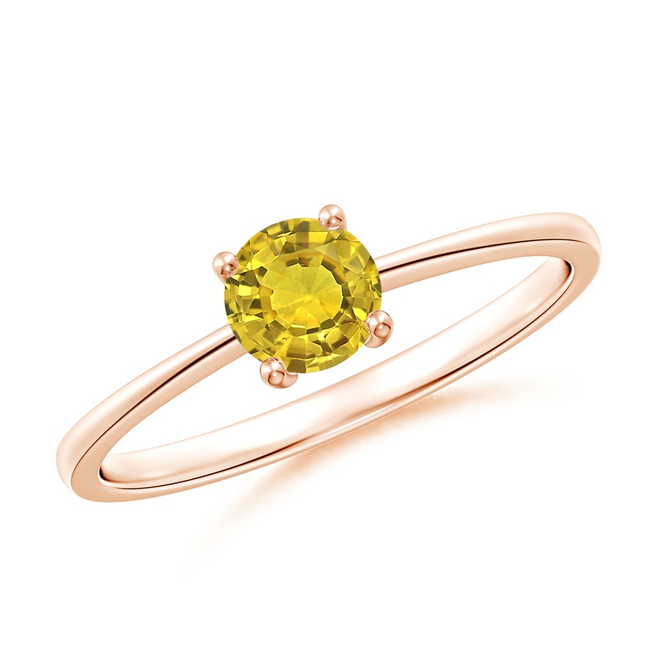 5mm AAAA Reverse Tapered Shank Yellow Sapphire Solitaire Ring in Rose Gold 