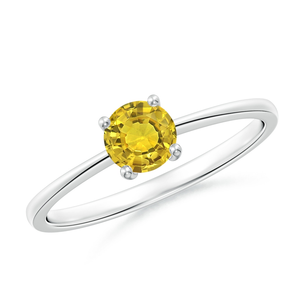 5mm AAAA Reverse Tapered Shank Yellow Sapphire Solitaire Ring in White Gold