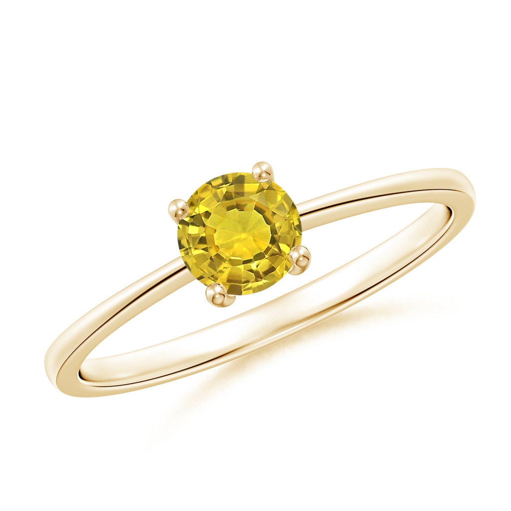 5mm AAAA Reverse Tapered Shank Yellow Sapphire Solitaire Ring in Yellow Gold