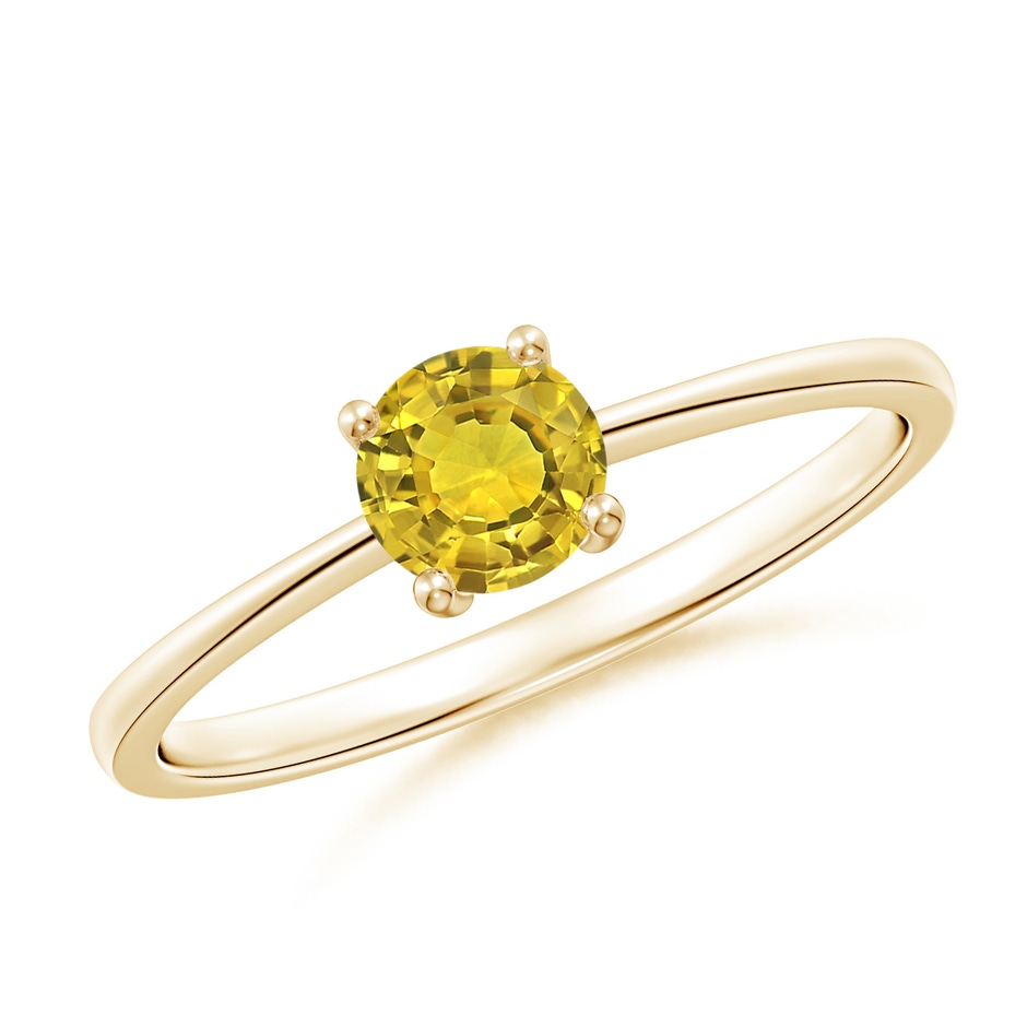 5mm AAAA Reverse Tapered Shank Yellow Sapphire Solitaire Ring in Yellow Gold 