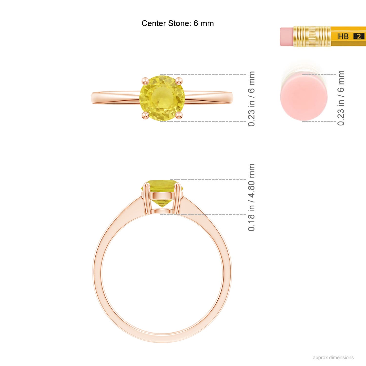 A - Yellow Sapphire / 1 CT / 14 KT Rose Gold