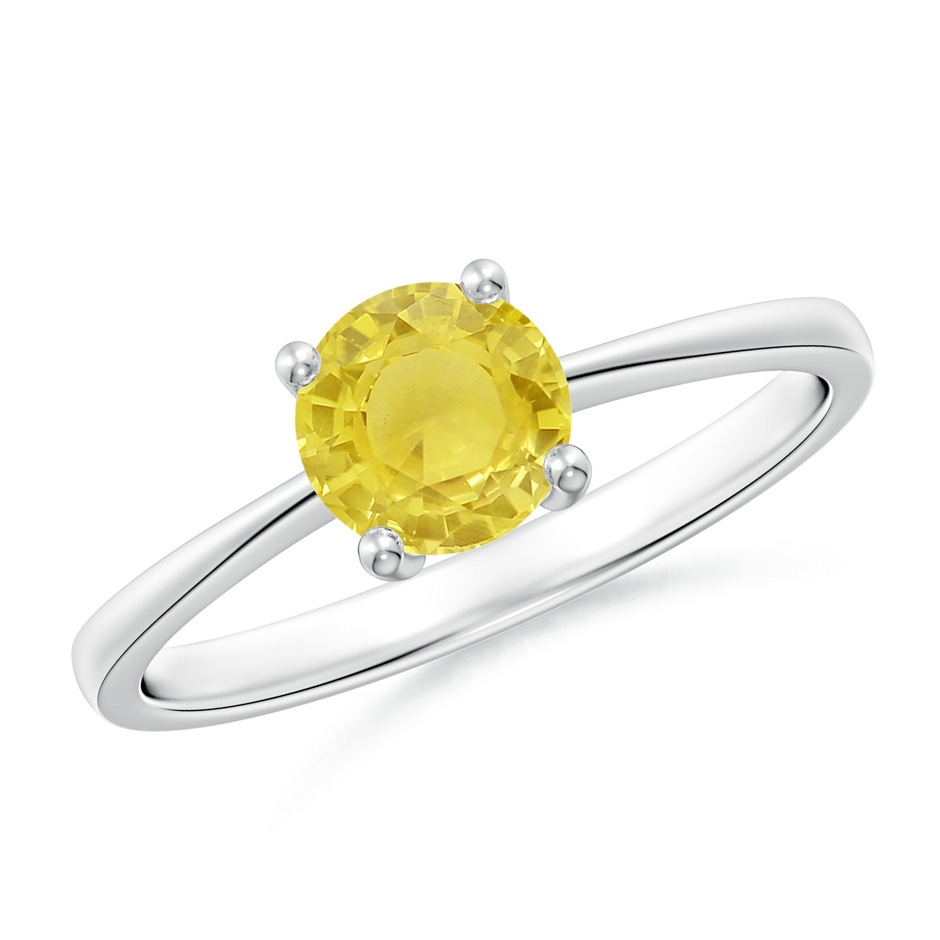 6mm A Reverse Tapered Shank Yellow Sapphire Solitaire Ring in White Gold 