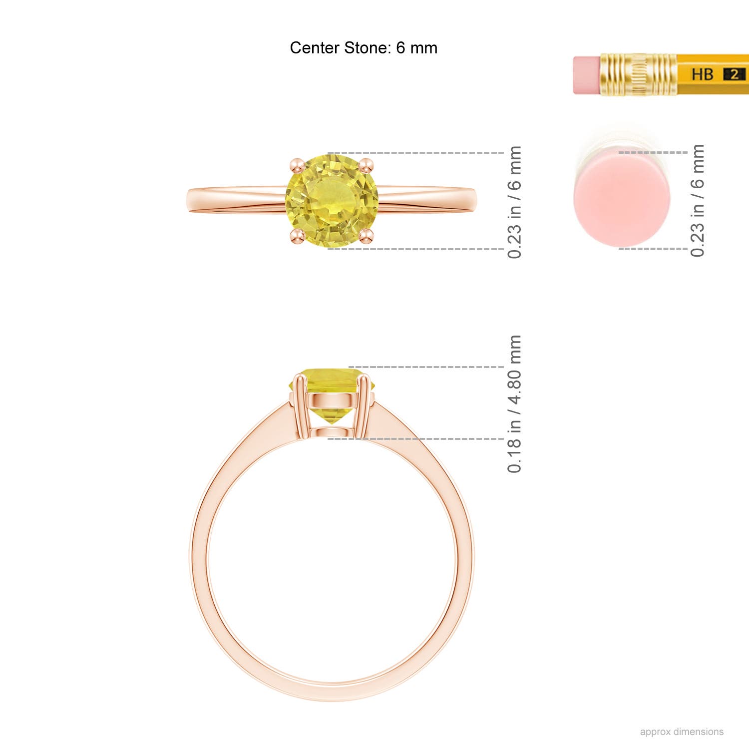 AA - Yellow Sapphire / 1 CT / 14 KT Rose Gold