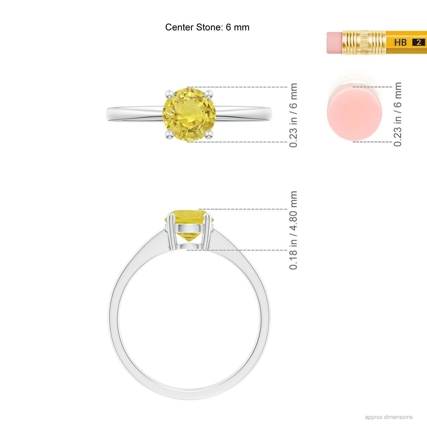 AA - Yellow Sapphire / 1 CT / 14 KT White Gold