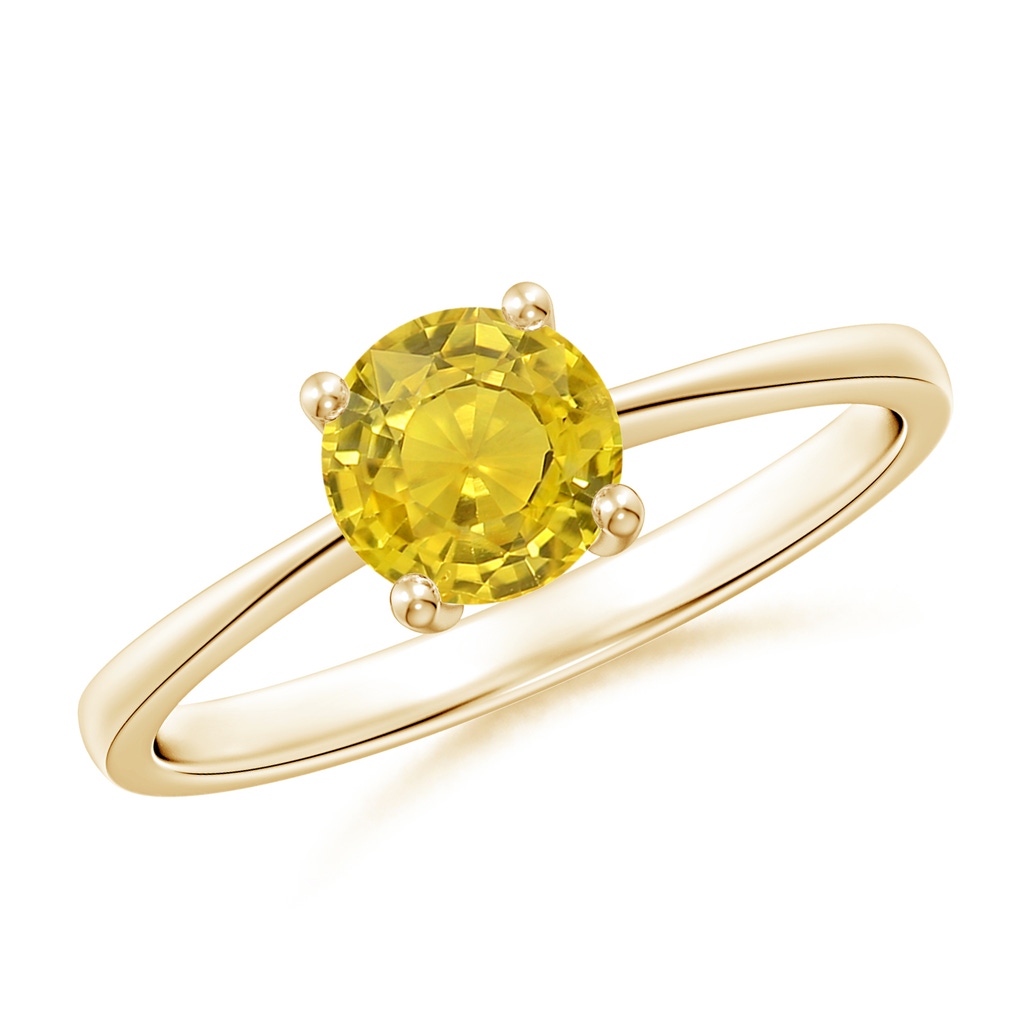 6mm AAA Reverse Tapered Shank Yellow Sapphire Solitaire Ring in Yellow Gold
