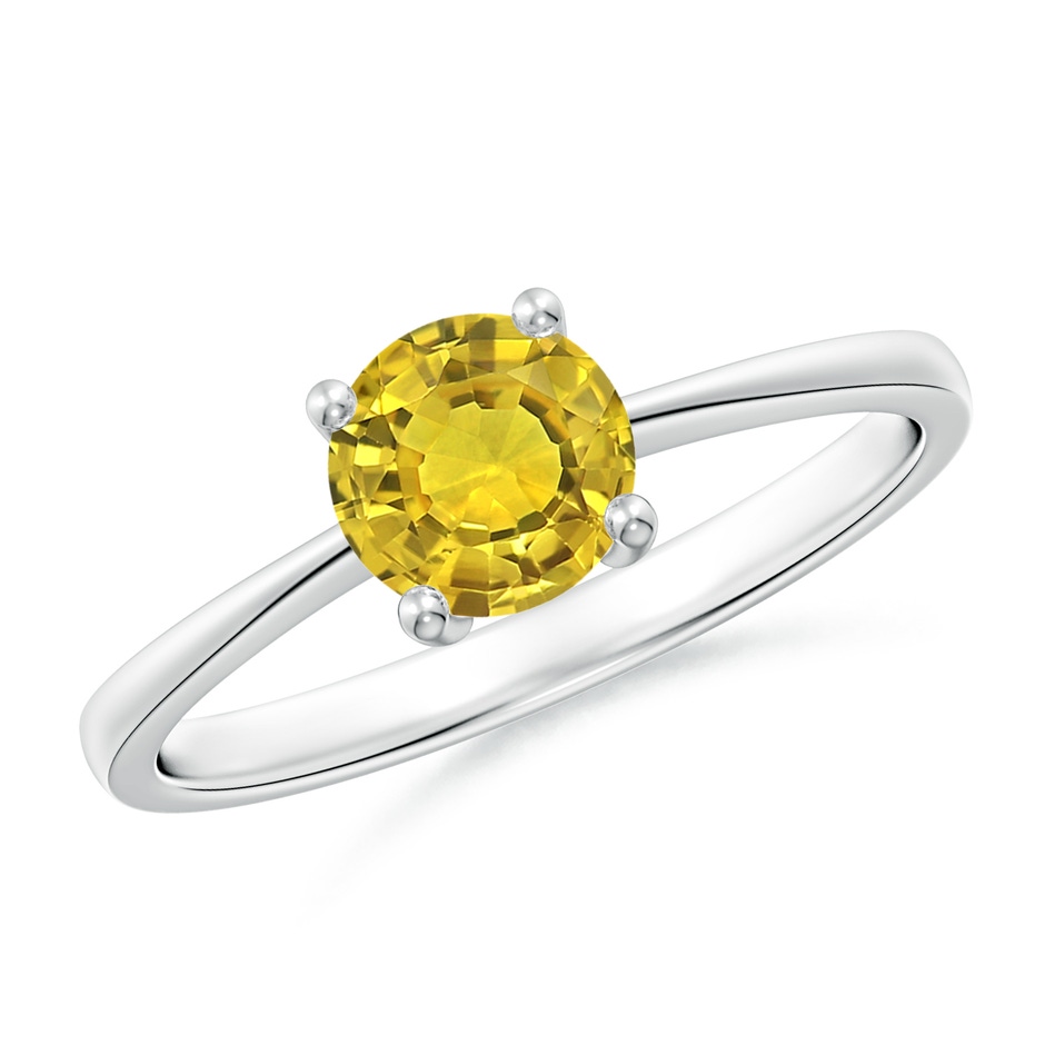 6mm AAAA Reverse Tapered Shank Yellow Sapphire Solitaire Ring in P950 Platinum 