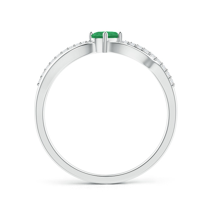5x3mm A Diagonal Oval Emerald Criss Cross Ring with Diamond Accents in P950 Platinum side-1