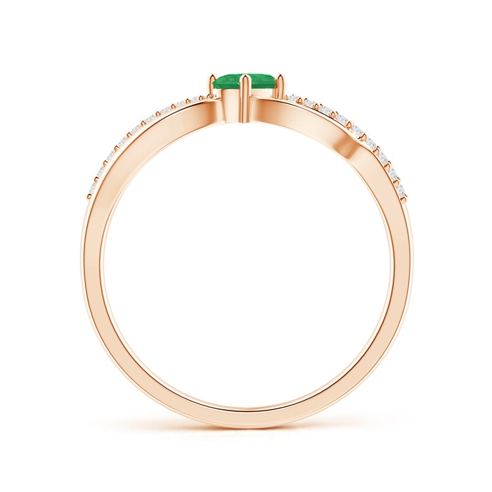 5x3mm A Diagonal Oval Emerald Criss Cross Ring with Diamond Accents in Rose Gold side-1