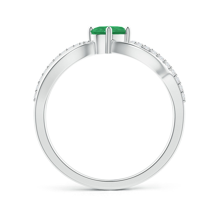 6x4mm A Diagonal Oval Emerald Criss Cross Ring with Diamond Accents in P950 Platinum side-1