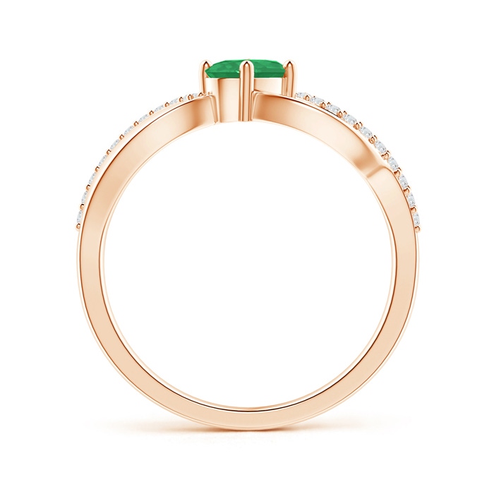 6x4mm A Diagonal Oval Emerald Criss Cross Ring with Diamond Accents in Rose Gold side-1