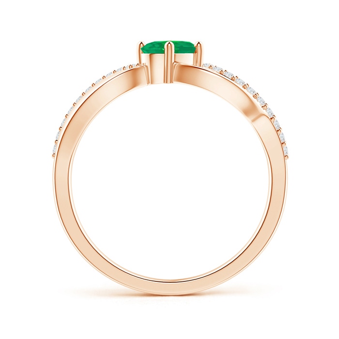 6x4mm AA Diagonal Oval Emerald Criss Cross Ring with Diamond Accents in Rose Gold side-1