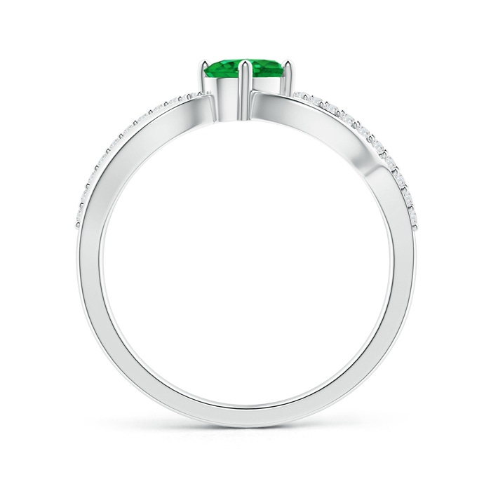 6x4mm AAA Diagonal Oval Emerald Criss Cross Ring with Diamond Accents in White Gold side-1