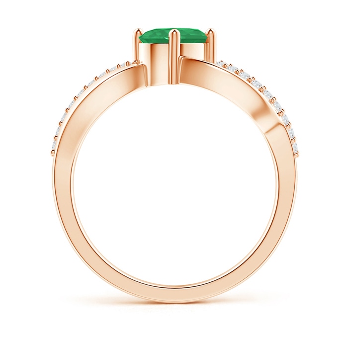 7x5mm A Diagonal Oval Emerald Criss Cross Ring with Diamond Accents in Rose Gold side-1