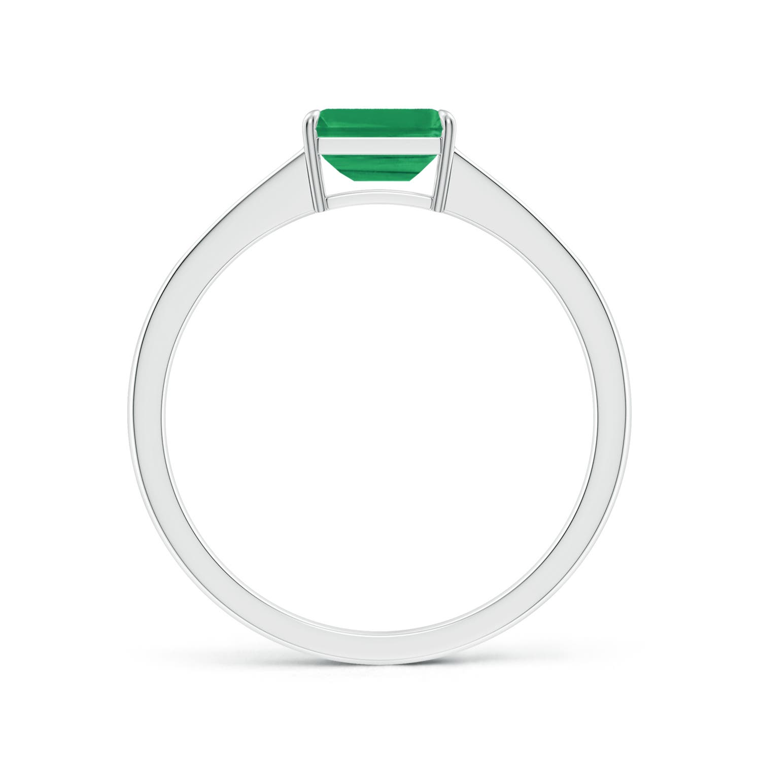 6x4mm A East West Emerald-Cut Emerald Solitaire Ring with Diamond Accents in P950 Platinum