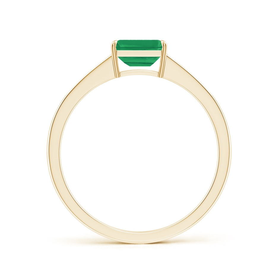 6x4mm A East West Emerald-Cut Emerald Solitaire Ring with Diamond Accents in Yellow Gold side-1