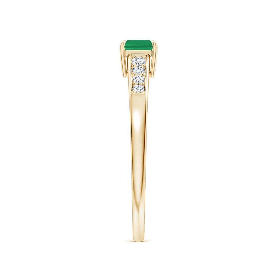 6x4mm A East West Emerald-Cut Emerald Solitaire Ring with Diamond Accents in Yellow Gold side-2