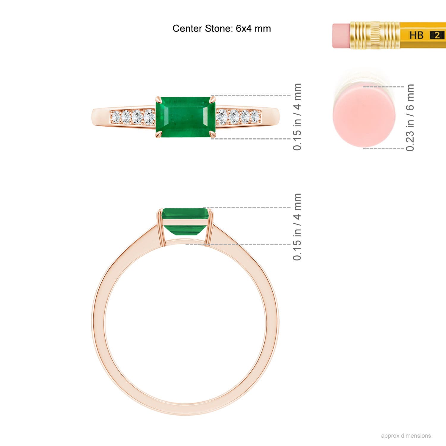 AA - Emerald / 0.61 CT / 14 KT Rose Gold
