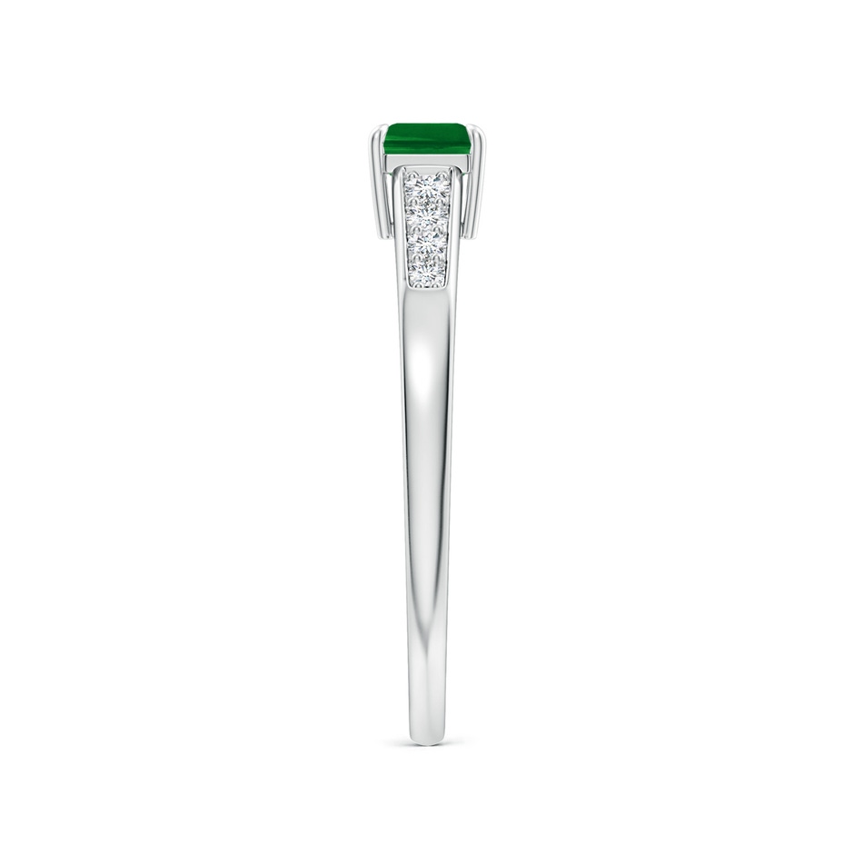 6x4mm Lab-Grown East West Emerald-Cut Emerald Solitaire Ring with Diamond Accents in P950 Platinum side-2