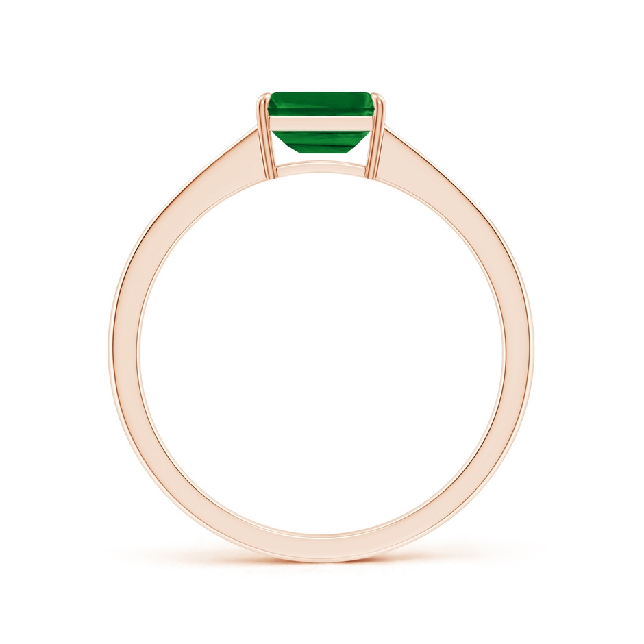 6x4mm AAAA East West Emerald-Cut Emerald Solitaire Ring with Diamond Accents in Rose Gold side-1