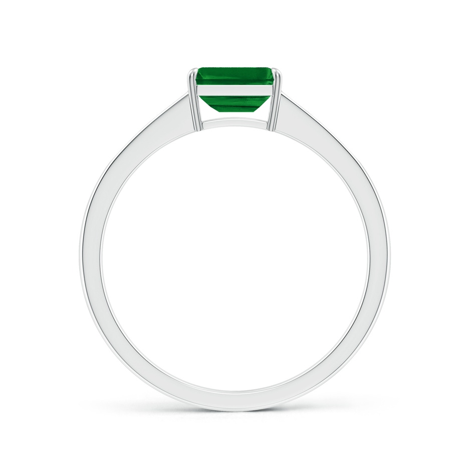 6x4mm Lab-Grown East West Emerald-Cut Emerald Solitaire Ring with Diamond Accents in White Gold side-1