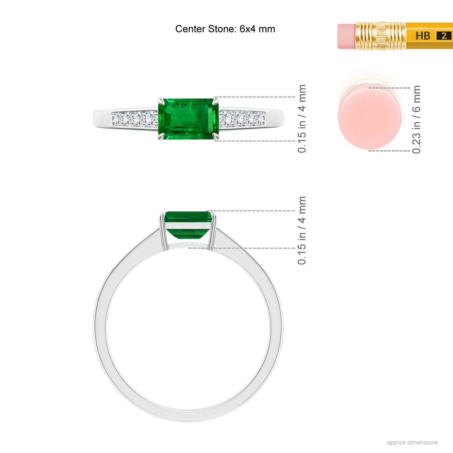 Premium - Lab-Grown Emerald / 0.61 CT / 14 KT White Gold