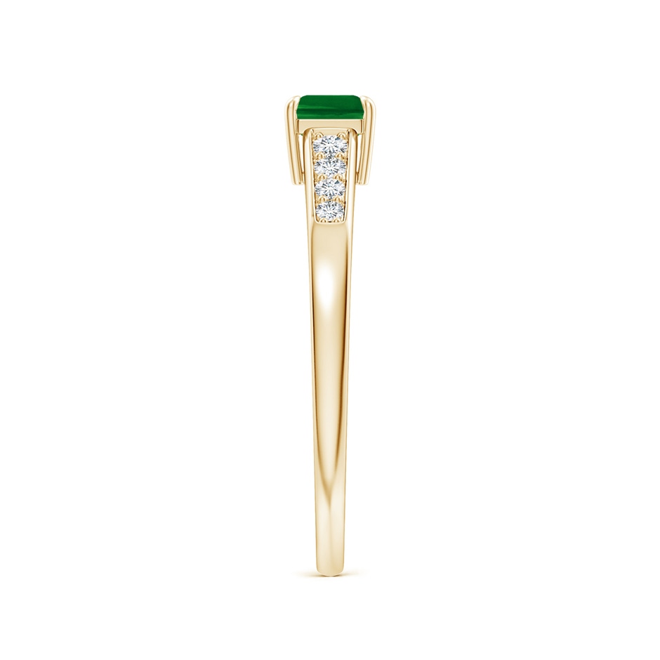 6x4mm AAAA East West Emerald-Cut Emerald Solitaire Ring with Diamond Accents in Yellow Gold side-2